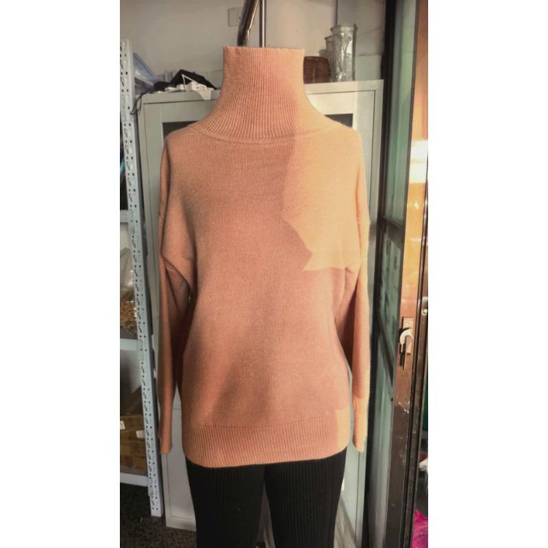 Women S High Neck Knit Pullover Sweater Loose Fit For Autumn Winter