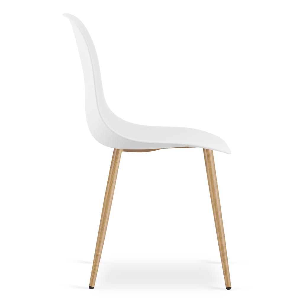 Set Of Np Table 80X80Cm Sonoma Oak + White + 4 Wat White Chairs / Natural Legs
