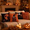 4PCS Halloween Pillow Covers Linen Decorative Cushion Covers Halloween Themed Throw Pillow Cases for Home Sofa Bedroom Living Room