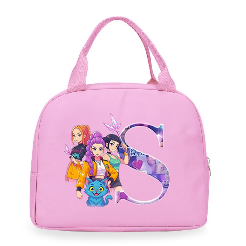 Trend Kpop Anime Cartoon Peripheral 26 Letter Printing Bento Bag Commuter Portable Lunch Box Bag