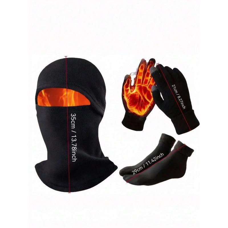 Integrated Hat, Gloves & Ear Muffs, Thick & Windproof, Suitable For Outdoor Sports, Cycling, Skiing Autumn Decor
