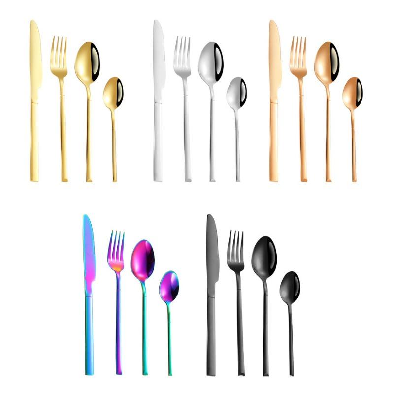 Stainless steel tableware, Knight series set, 24 piece Western style steak knife, fork, spoon set, gift box light luxury