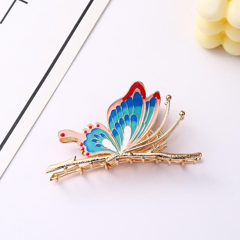 9-Color Painted Butterfly Hairpin - Ancient Style Shark Clip Ornament