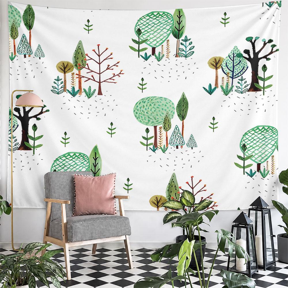 Whimsical Forest Pattern Design Pattern Wall Hanging Tapestry Decorative Tapestry Home Decor for Bedroom and Living Room