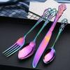 Creative European Embossed Knife, Fork and Spoon Set Western Tableware Steak Knife and Fork Stirring Dessert Spoon