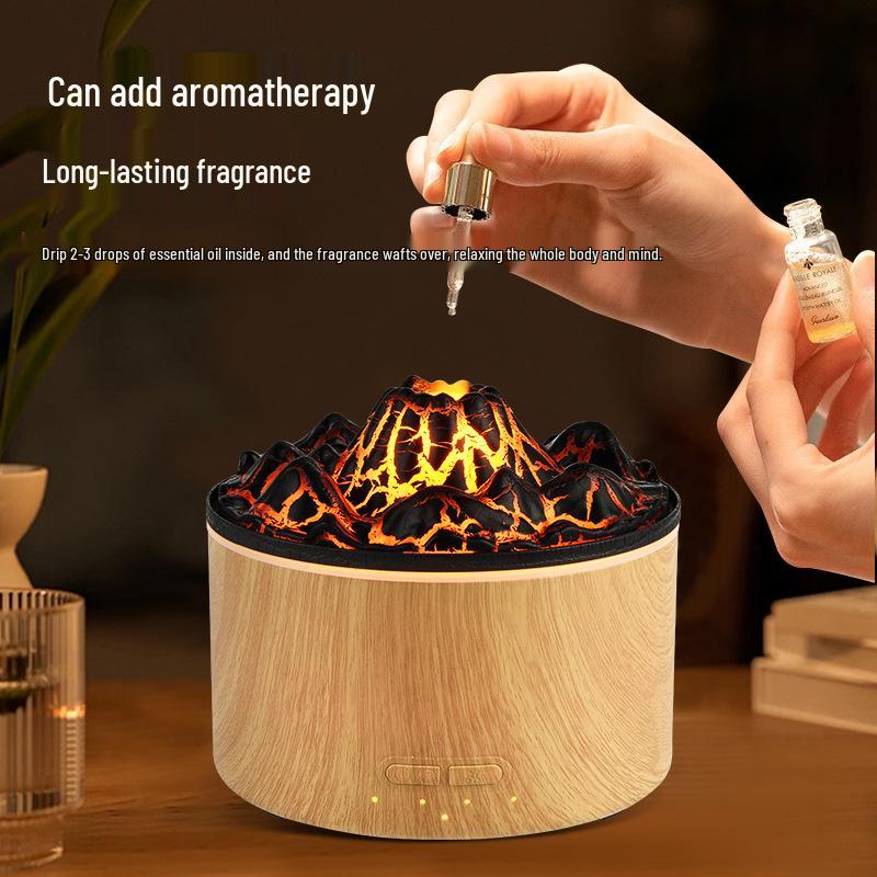 Large Capacity Volcano Flame Humidifier & Aroma Diffuser for Hotel Bedrooms