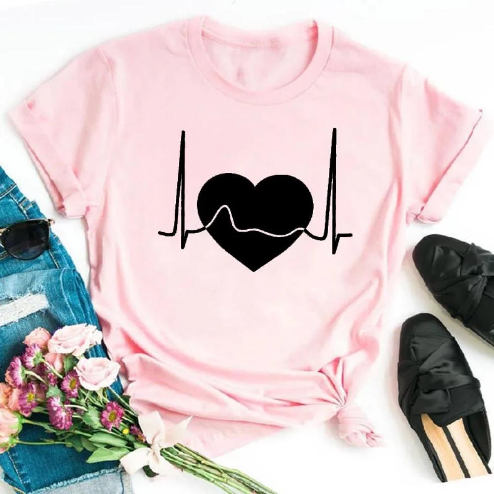 Neues Fahrrad Blume Liebe Retro Locker Einfach Süß Halbarm Kurzarm T-Shirt Damen Sommer Mode Polyester Stoff