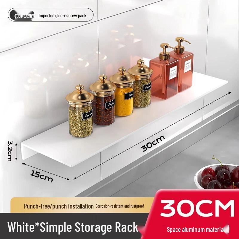 Wall-Mounted Walnut Bathroom Shelf - Punch-Free Storage Solution