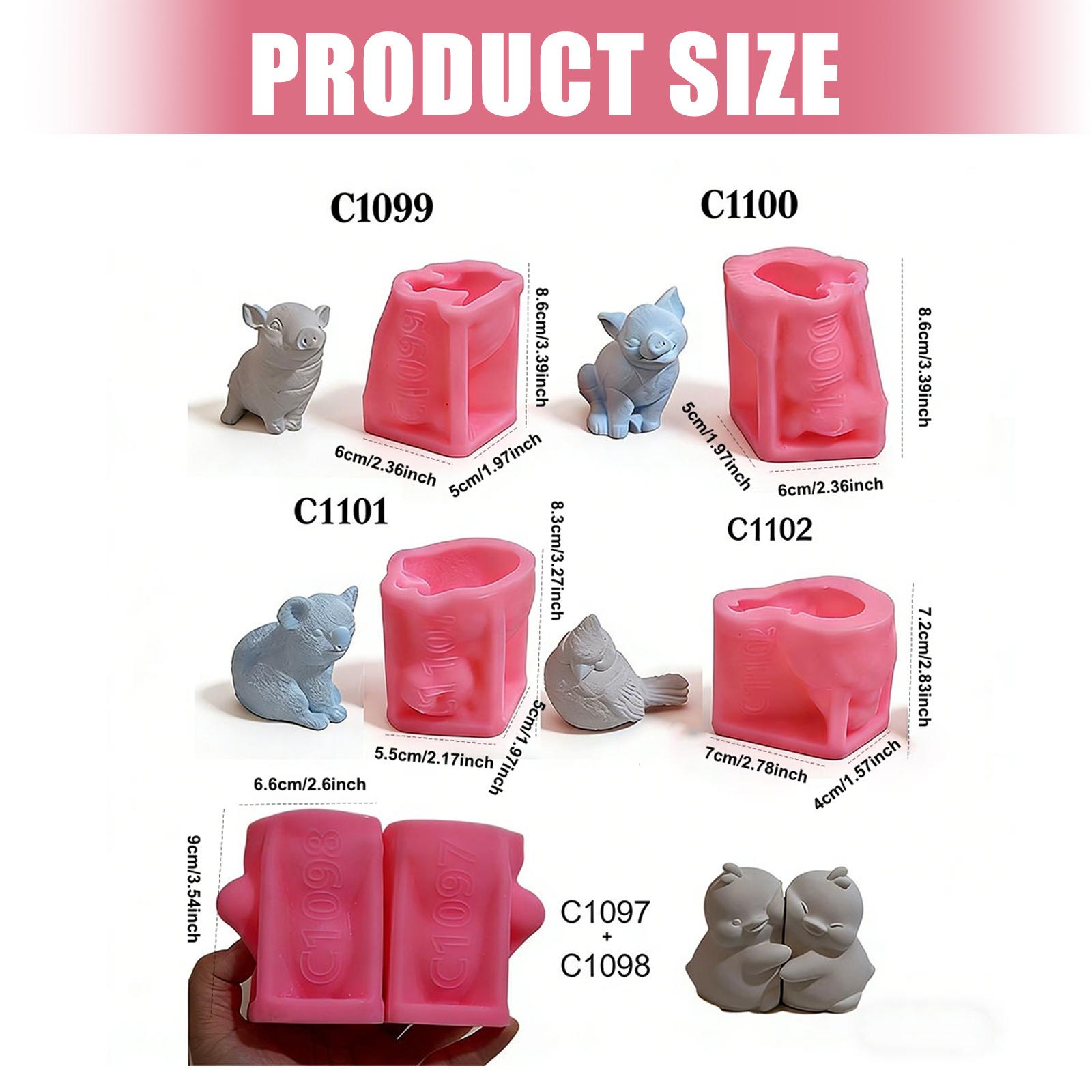 Artistic Animal Shaped Silicone Mould Featuring Pig Koala And Bird Pattern Suitable For Handmade Candle And Craft