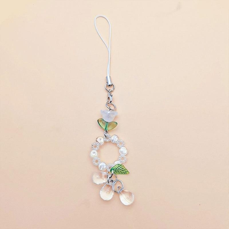 Lovely Small Flower Waterdrop Phone Charm Straps Car Keys Hanging Pendants Y2K Bag Decoration Lanyard Purse Accessories