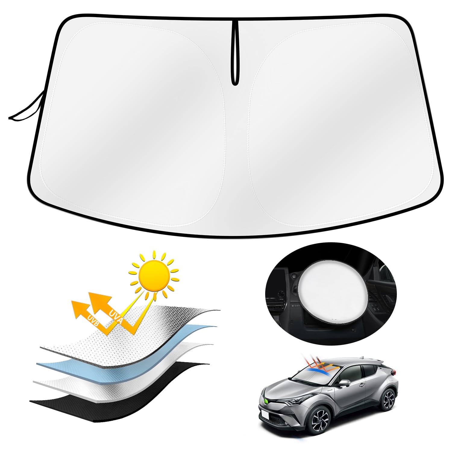 

AUTO SPEC Toyota Передний солнцезащитный экран CHR Лобовое стекло Автомобильный солнцезащитный экран CHR 2016 Декабрь Настоящее время NGX10 NGX50 ZGX10 ZYX10 Затемняющий передний экран Дизайн Солнцезащитный экран УФ