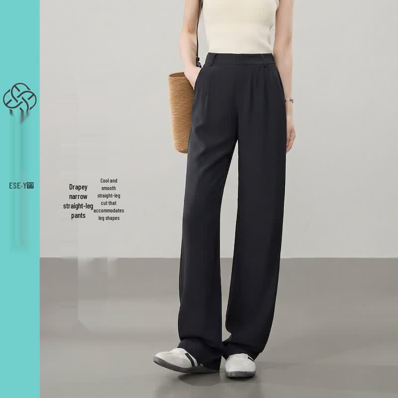 ESE-Y Women s Ice Silk Straight-Leg Suit Pants