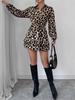 Autumn New Leopard Print V-Neck Long Sleeve Sexy Dress
