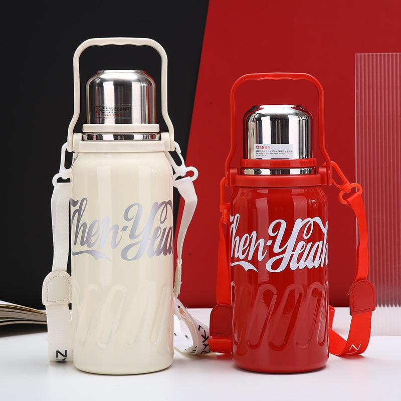 New Stainless Steel Thermos Cup Outdoor Portable Sports Kettle Large Capacity Portable Belt Travel Kettle