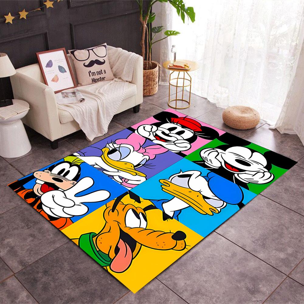 Classic Disney Characters Disney Cartoon Theme Anti-Slip Rug - Polyester, Home Decor, Suitable for Bedrooms, Living Rooms, Doorways, and Studios