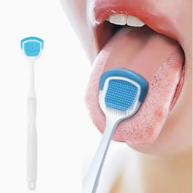 Silicone Tongue Scraper & Brush -Dual-Sided Design for Bad Breath Reduction, Soft Bristle Oral Care Tool for Adults (Easy Clean)