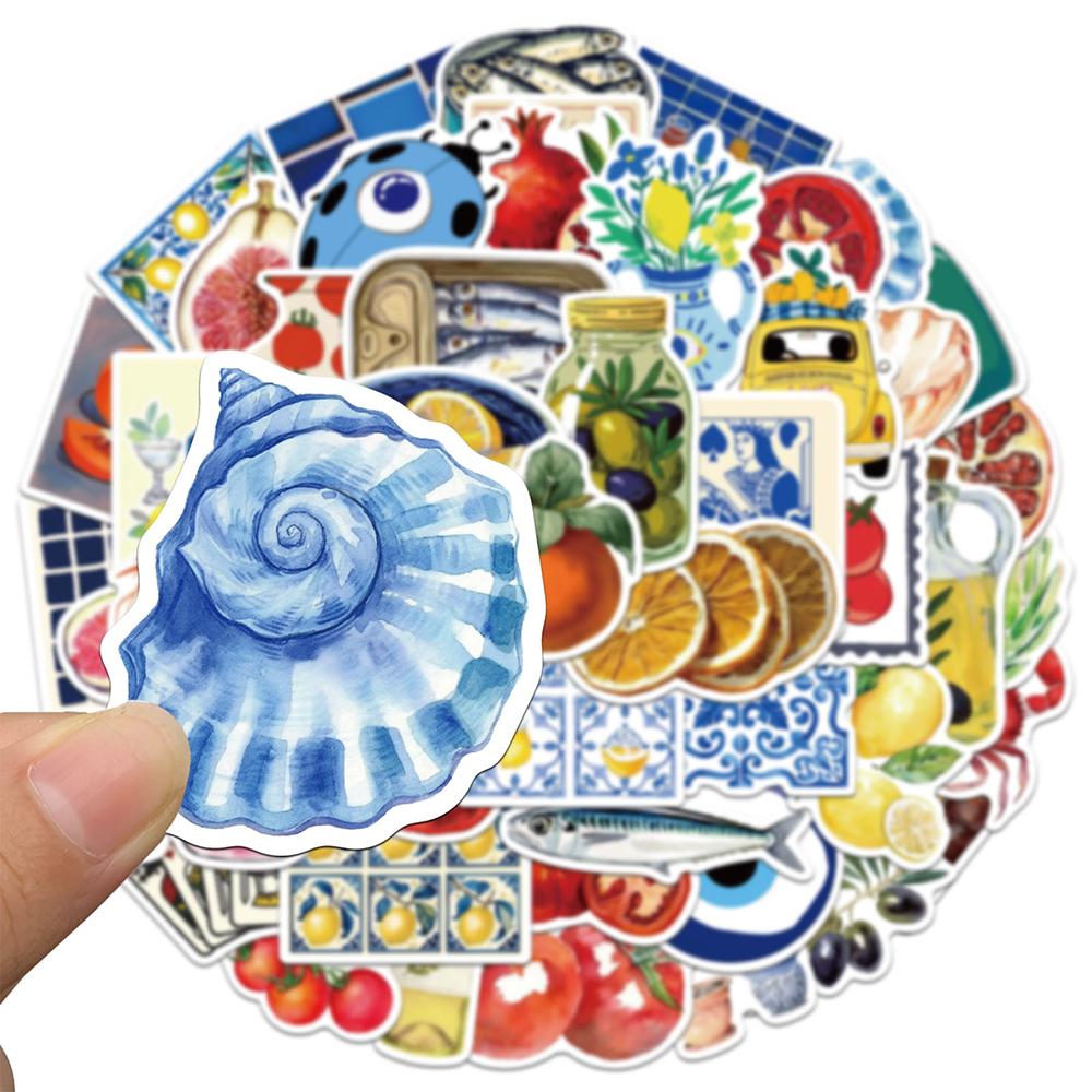 10/30/50pcs Mediterranean Tomato Aesthetic Stickers Vitnage Cartoon Art Decals DIY Fridge Water Bottle Phone Sticker Decoration
