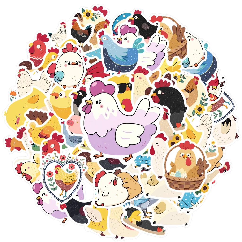 35pcs-50pcs Cartoon Cute Stickers Cute Farm Animals Cartoon Stickers Chicken Stickers For Laptop Motorcycle Luggage Phone DIY