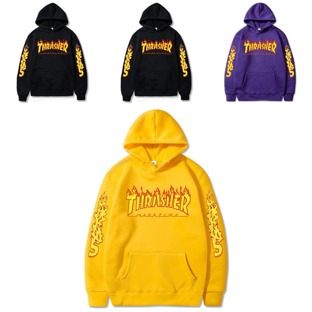 Felpa con cappuccio oversize stampa fiamme vestibilità larga casual per coppia