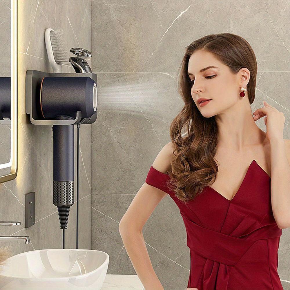 Držák fénu s úložným boxem Podpora fénu Organizér na fén Multifunkční stojan na holicí strojek a fén Stojan na žehličku na vlasy