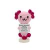 Positive Crochet Animal Axolotl Doll With Card Home Room Decor Handmade Emotional Support Wool Plush Axolotl Desktop Ornament