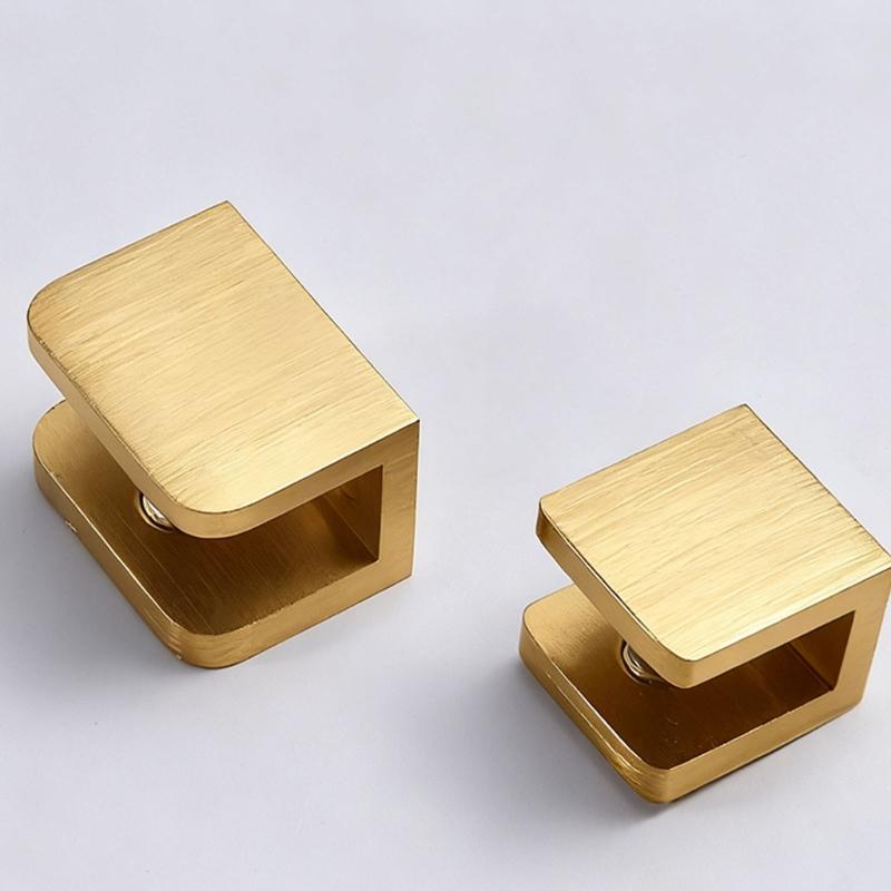 2pcs Adjustable Glass Shelf Clamps Sturdy Copper Holders For Wine Cabinet Shelves Secure Antislip Design