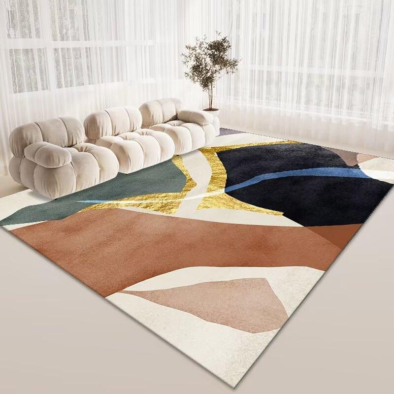 Simple Living Room Sand Carpet, Bedroom Bedside Carpet, Household Commercial Crystal Velvet Thickened Floor Mat