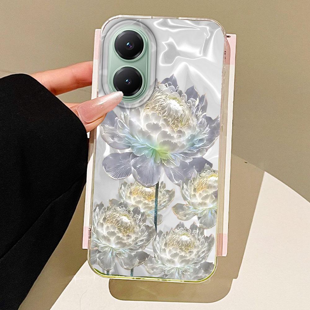 

Белый пион лотос принт женский для девочек чехол для телефона с текстурой воды для Xiaomi Poco X5 M6 Pro X6 X3 Pro NFC C75 C71 C65 C61 M5S чехол Redmi Note 13 Pro 5G белый