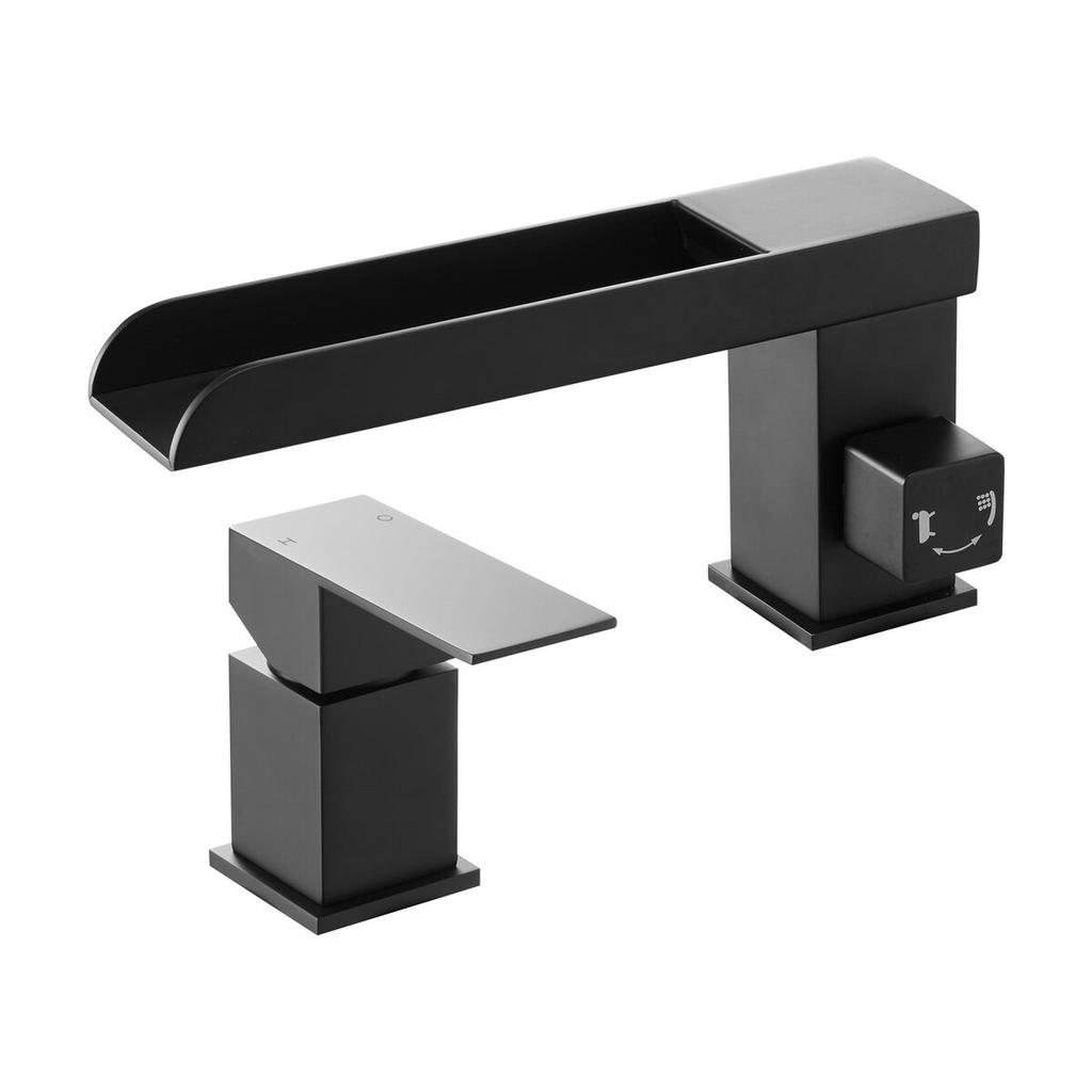 Roman Tub Faucet, 3 Hole Waterfall Bathtub Faucet, Widespread Roman Tub Faucets with Shower Head & 1 Handle, Romans Bathtub Faucets for Pet Washing,