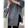 Lazy Style High Neck Zipper Solid Color High-end Knitted Sweater for Outerwear, Loose Long Sleeved Warm Top for Outerwear