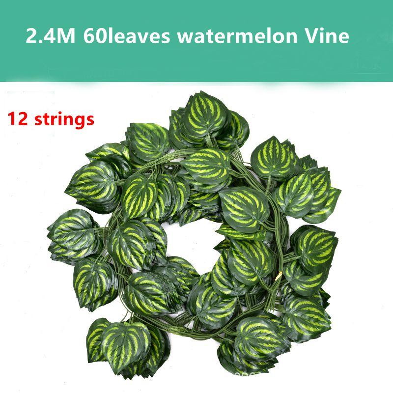 6/12Pcs 2.4M Artificial Plants Vine Fake Leaf Garland Hanging Wall Ornament Leaves Vine for Home Decor Garden Wedding Decoration