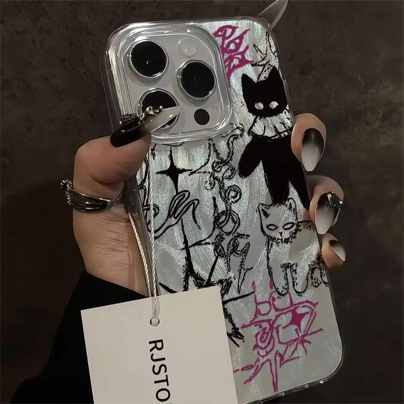 Cool Cat Graffiti Phone Case For Samsung S25 S24 Ultra S23 Ultra S22 S21 S20 Plus Note 20 S24FE Silicone Trendy Luxury Cover Y2K
