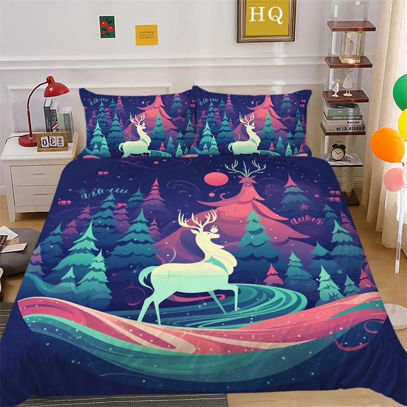 Christmas Gift 3D Printed Polyester Pillowcase Quilt Cover Two Or Three-Piece Set Is Available