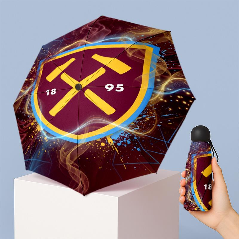 Ombrello Pieghevole Compatto West Ham United Modello Calcio Stampato Mini 5 Pieghe 8 Stecche Antivento Impermeabile Leggero Portatile