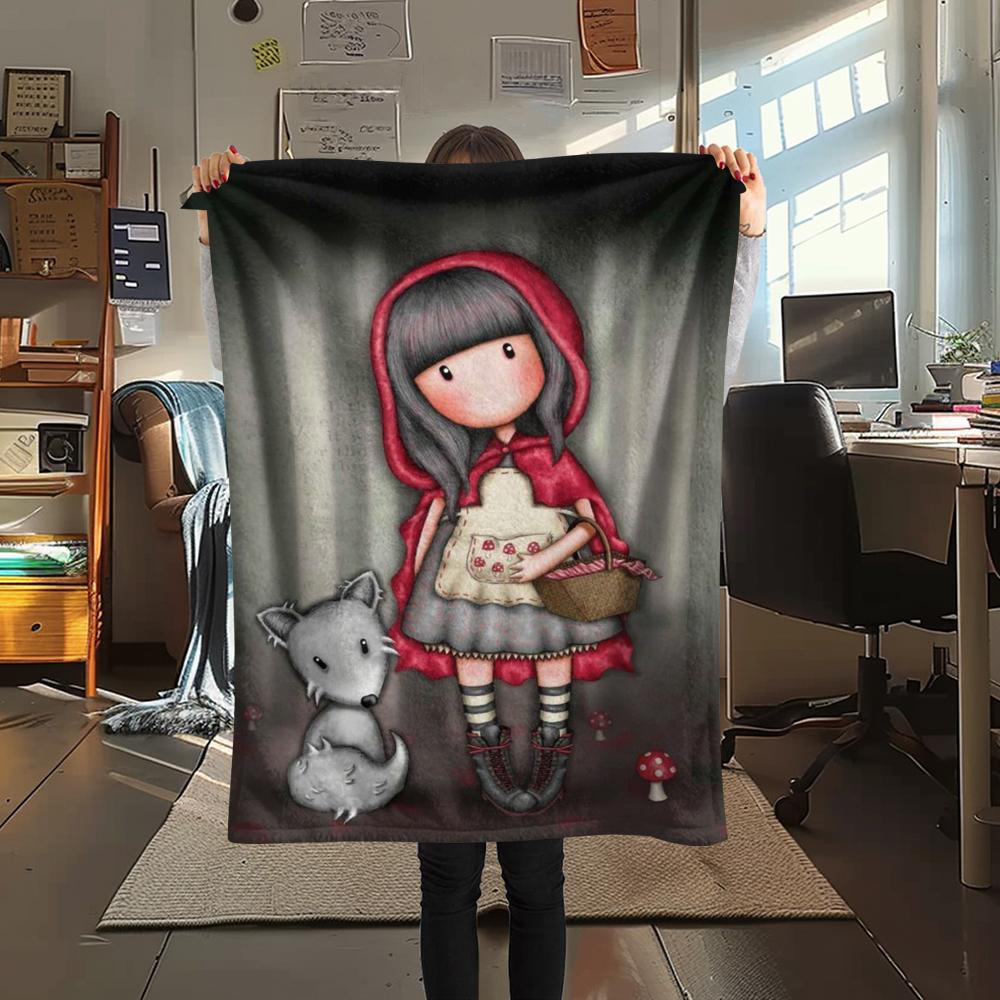 1PC Santoro Print Flannel Blanket, High quality Comfortable for All Seasons, Home Decor, Warmth and Comfort, Perfect for Christmas Gifts141