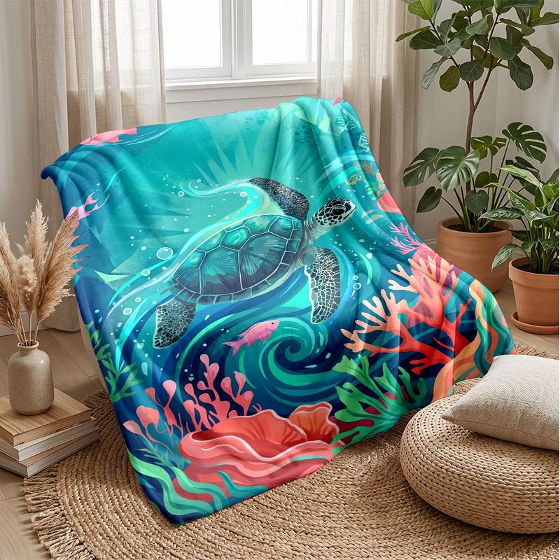 Oceanic Adventure Theme blanket Lightweight Warm Flannel Blanket Decorative Throw Blanket for Home Decoration