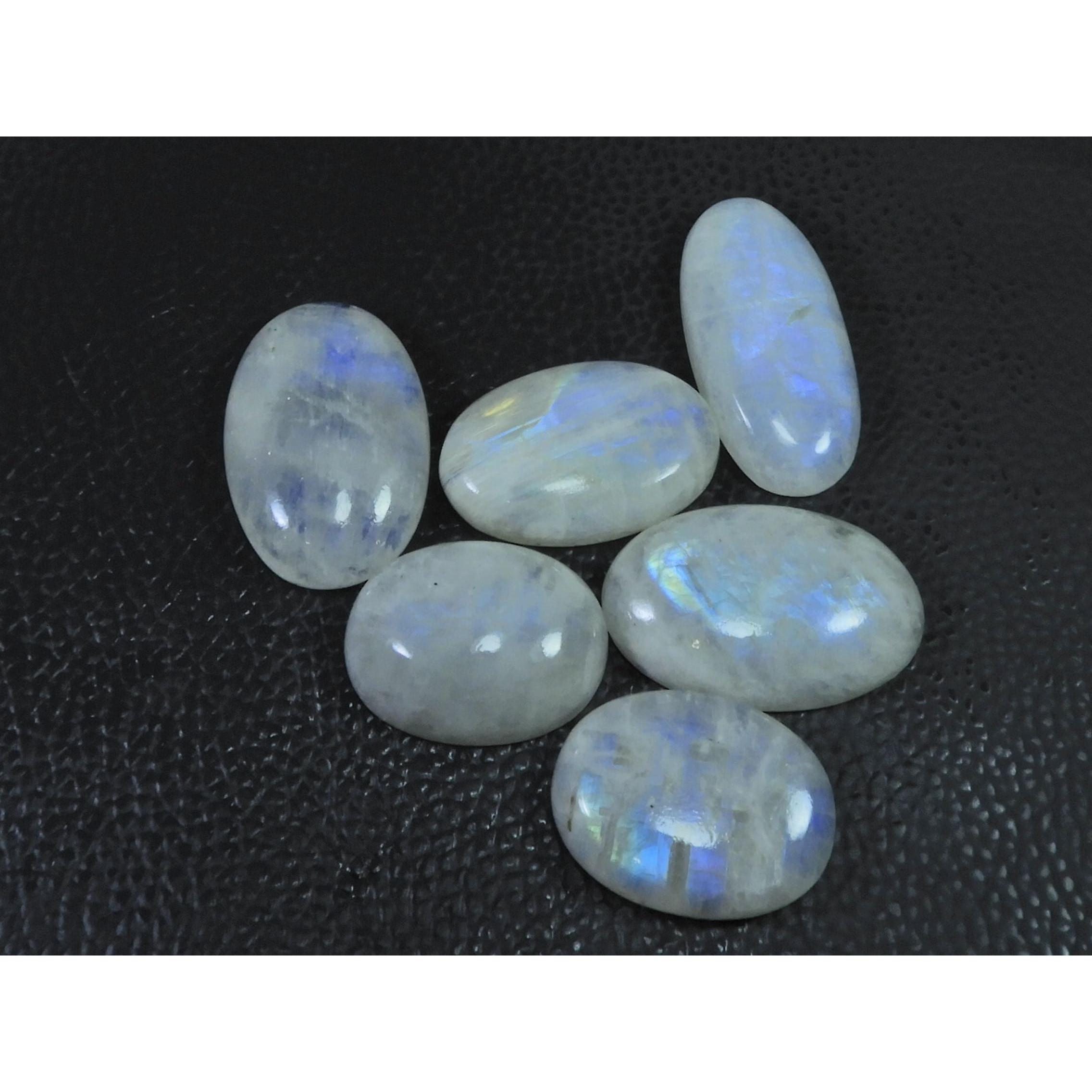 241Cts. Натуральный Радужный Лунный Камень Овальный Кабошон Россыпью Драгоценный Камень 06 Шт. Партия C-1662