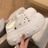 Baotou sandals women's sports summer new hollow breathable little white shoes 8cm thick-soled inner height-increasing hole shoes
