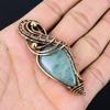 Wonderful Aquamarine Gemstone Handmade Pure Copper Wire Wrapped Pendant Jewelry