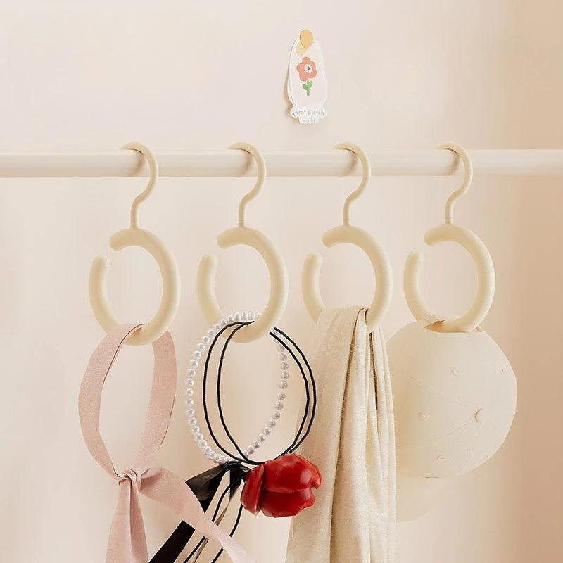 Dopamine Hook Multifunctional Rotating Non Perforated Scarf Hat Bag Hanger Circular Silk Scarf Display Stand