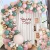 120 Piece Balloon Wreath Kit, Sage Green Pink White Balloon Foil Balloon Arch