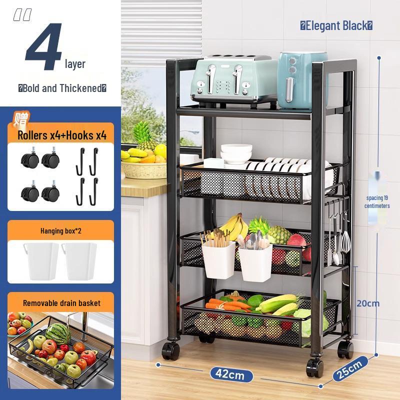 2025 Multifunctional Floor-Standing Kitchen Storage Rack: Multi-Layer Vegetable Basket Shelves
