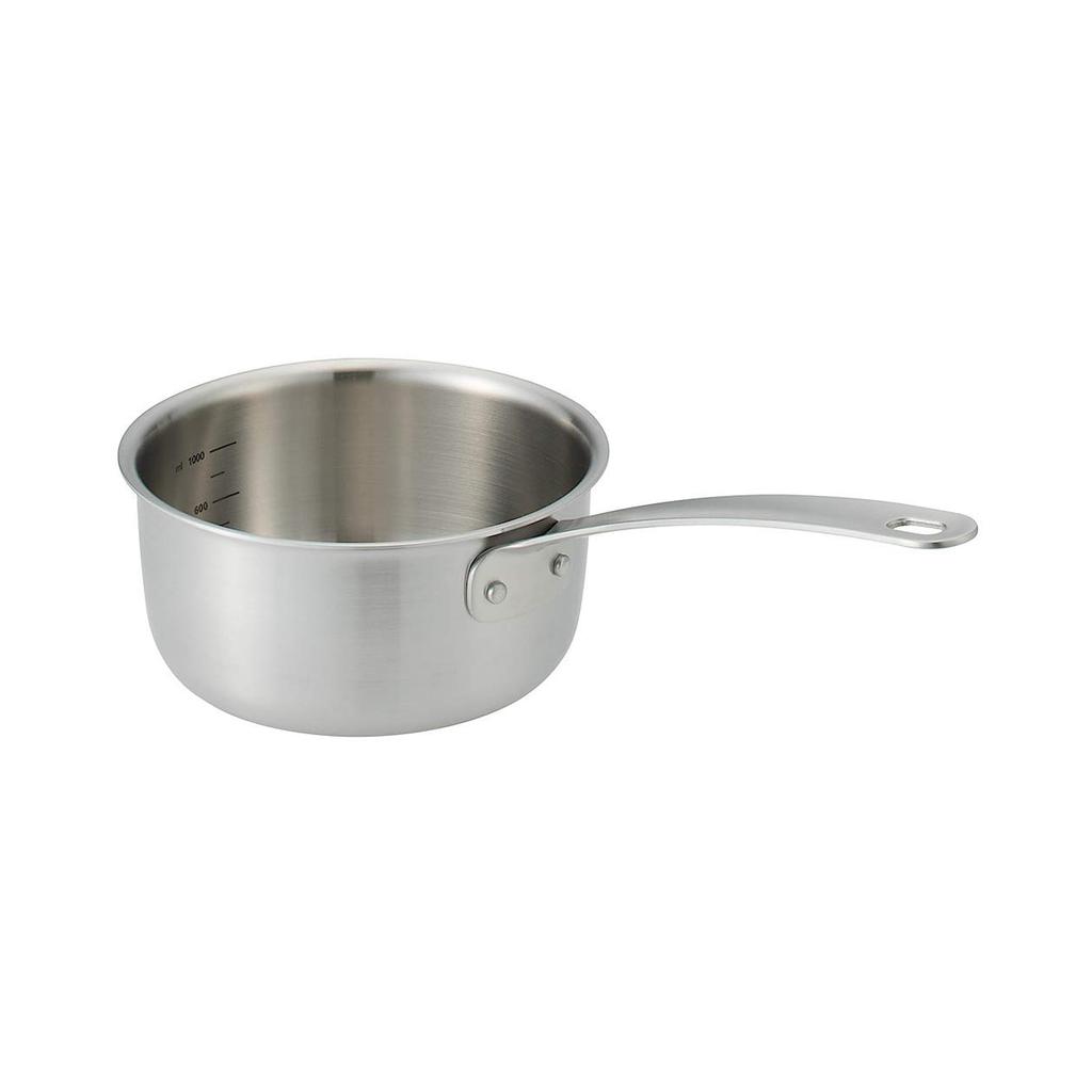 MUJI Dreischichtiger Edelstahll-Aluminium-Kochtopf, ca.. 1,5L, ca.. 36cm B x 13cm H, 82219920, Silber