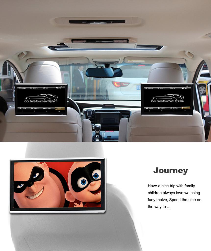 9'' Android 9 Car Headrest Rear Seat Monitor Octacore Player 2K Screen Universal