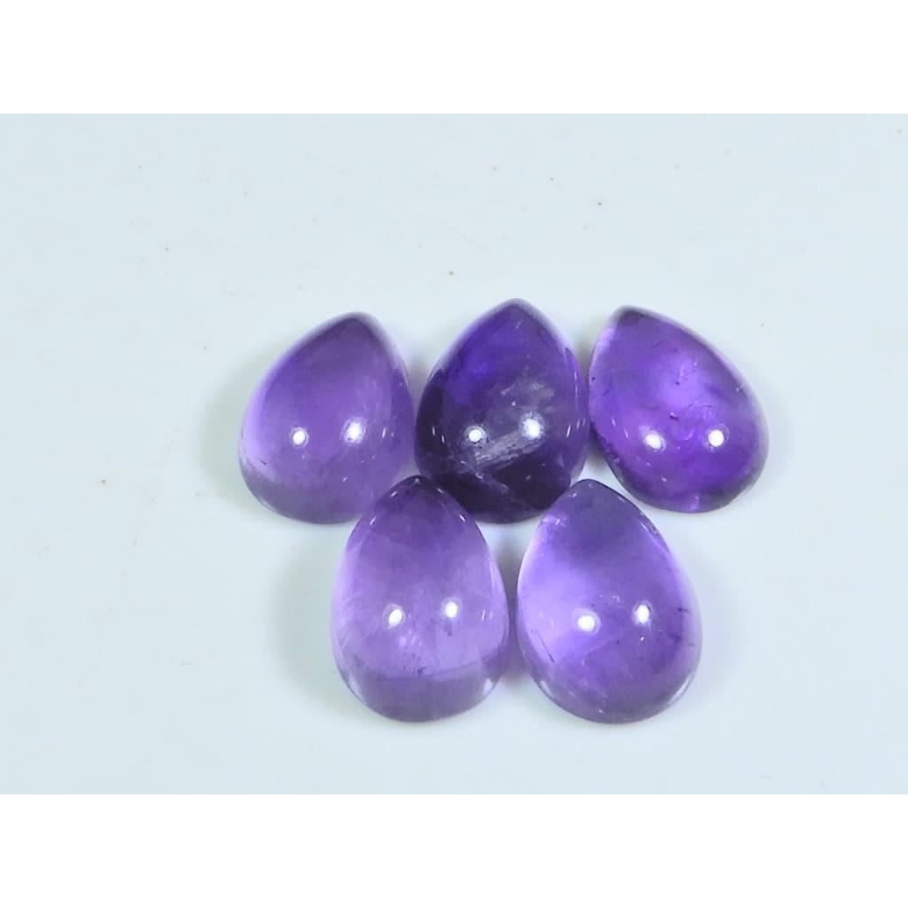 9X13MM Natural Amethst Ring Size Pear Cabochon Loose Gemstone 5Pcs Lot 25Cts A-448