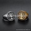 316 Titanium Steel Tree of Life Ring for Men Vintage Leaf Design Durable Titanium Band