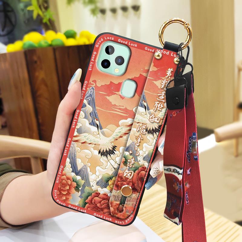Fashion Ring Phone Case For Oukitel C22 Elderly lady Protective Lanyard Anti-dust Shockproof Waterproof Chinese style