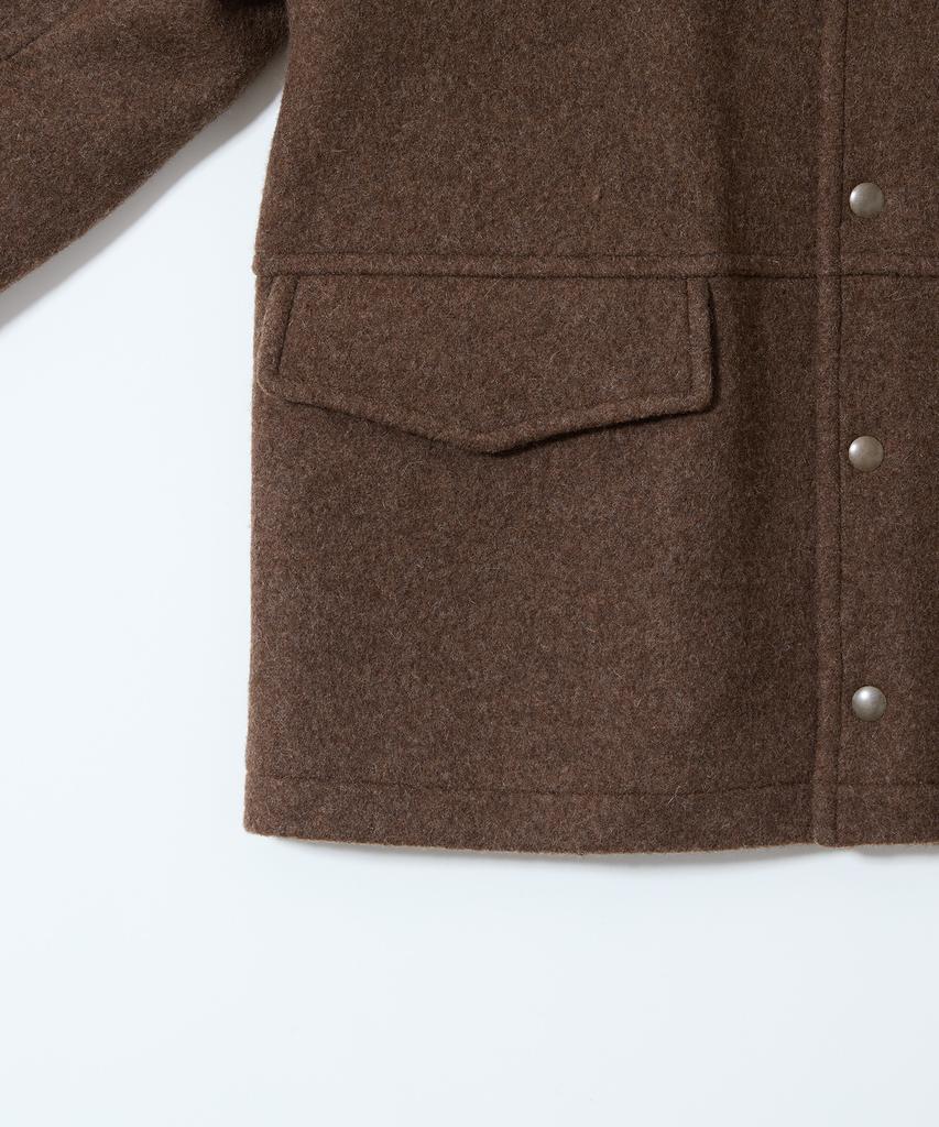 HORLISUN Idaho Snap Button Wool Half Coat Melange Brown