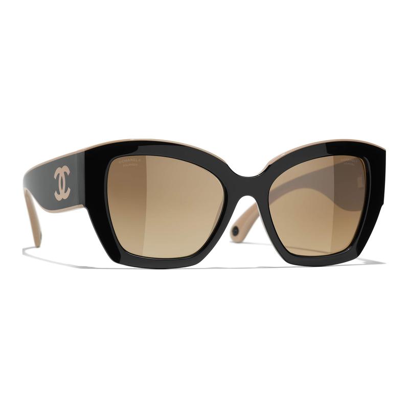 Chanel Color-blocked Temples Classic Logo Acetate Acetate Irregular-shaped Sunglasses Men and Women Same Style Couple Model Black