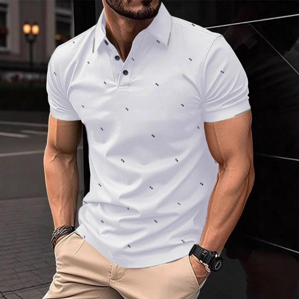 Летняя Новая Европейская и Американская Мужская Футболка с Воротником Модная Повседневная Рубашка Поло Мужская Рубашка Поло S белый
